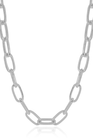 Gargantilha Elos Ovais 9 mm Ródio Branco