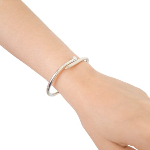 Bracelete Prego Liso Ródio Branco