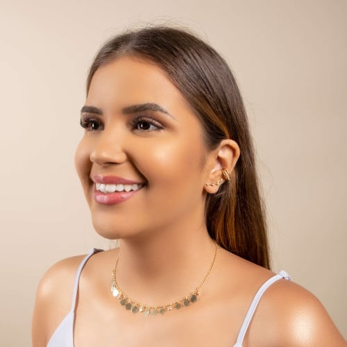 Ear Cuff Cristal Pontos de Luz Banhado a Ouro 18K