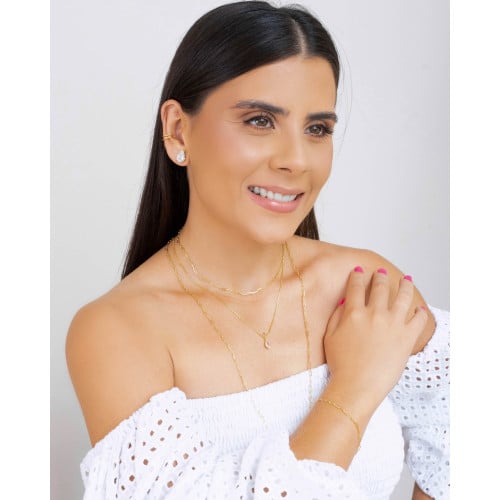 Brinco Gota 8x12 Cristal Banhado a Ouro 18K
