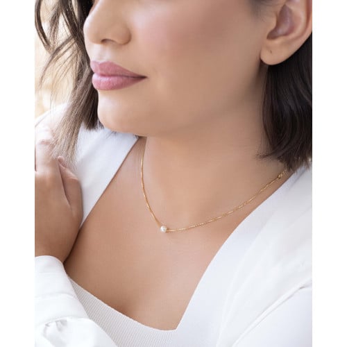 Choker Veneziana Pérola 6 mm Banhado a Ouro 18K