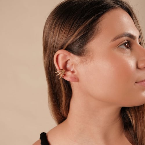 Piercing Filetes Cravejado Zircônia Banhado a Ouro 18K