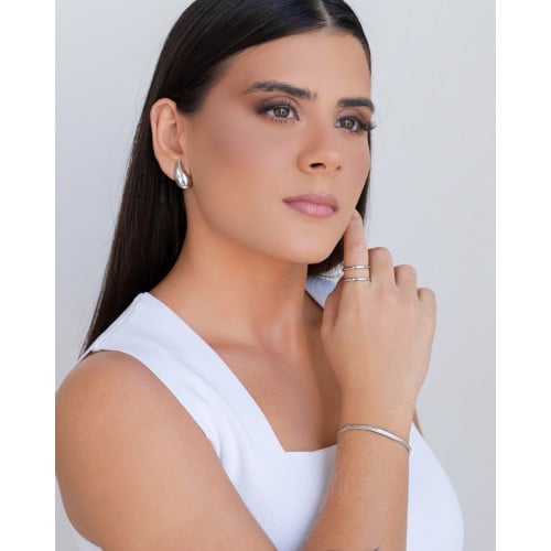 Pulseira Malha Fita 3 mm Ródio Branco
