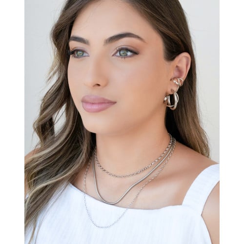 Piercing em X Liso Ródio Branco