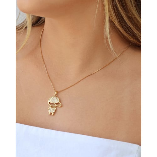 Gargantilha Filho Menino Cravejado Cristal Banhado a Ouro 18K - 45 cm