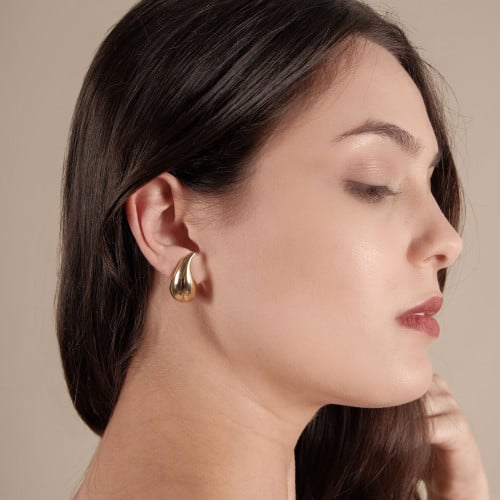 Brinco Gota Lisa 2.6 cm Banhado a Ouro 18K