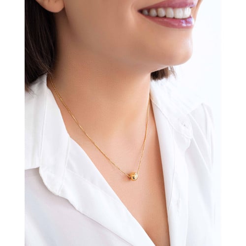 Gargantilha Veneziana Pingente Bola 10mm Banhado a Ouro 18K