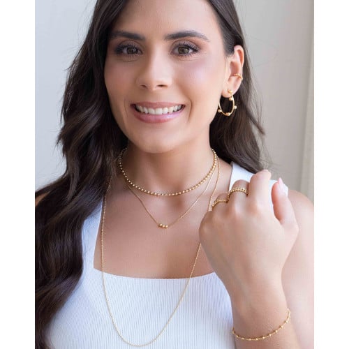 Pulseira Elos Bolinhas 2.5 mm Banhado a Ouro 18K