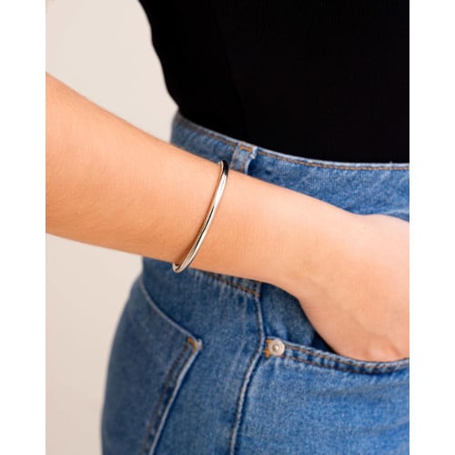 Bracelete Tubo Liso Ródio Branco