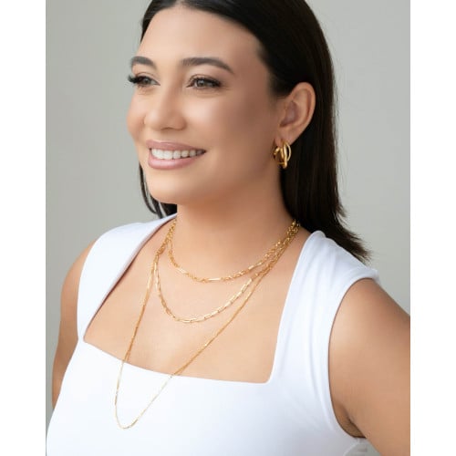 Gargantilha Elos Retos 1.5 mm Banhado a Ouro 18K