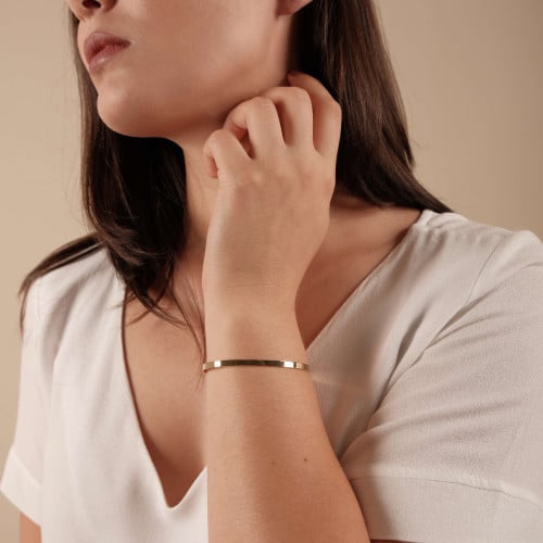 Bracelete Liso Flat Banhado a Ouro 18K