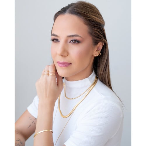 Bracelete Liso Flat Banhado a Ouro 18K