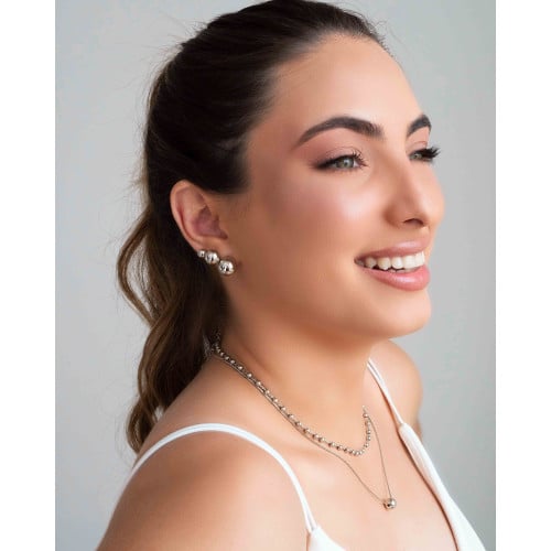 Gargantilha Veneziana Pingente Bola 8 mm Ródio Branco