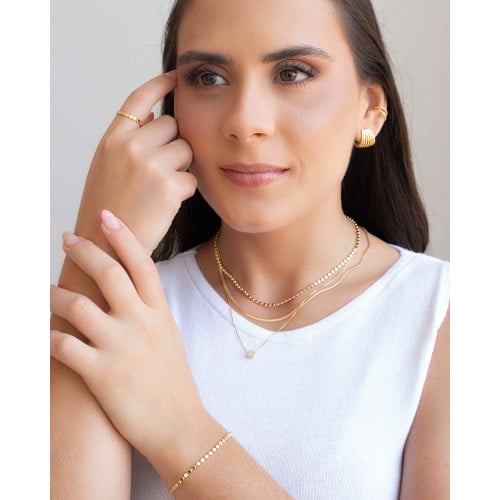 Choker Plaquinhas Redondas Lisas Banhado a Ouro 18K