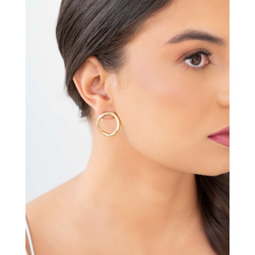 Brinco Circulo Vazado Tubo Banhado a Ouro 18K