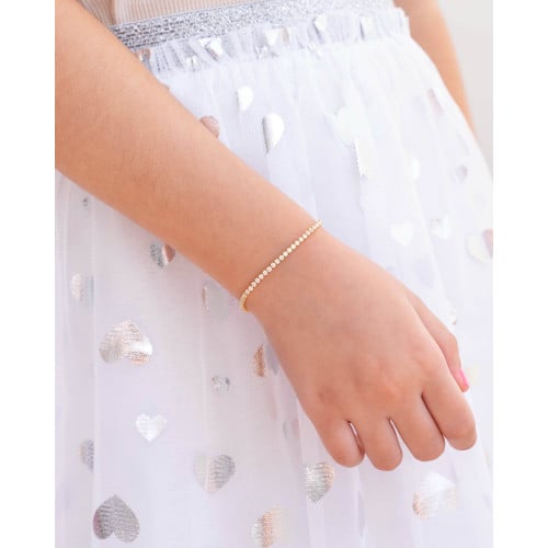Pulseira Infantil Riviera Cristal Banhado a Ouro 18K