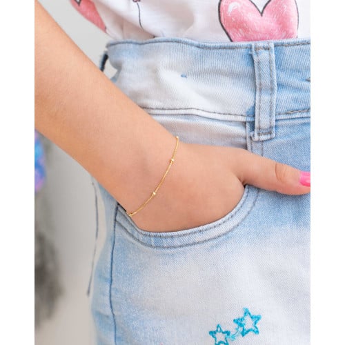 Pulseira Infantil Veneziana Bolinhas Banhado a Ouro 18K