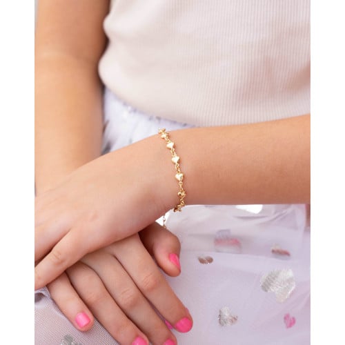 Pulseira Infantil Corações Lisos Banhado a Ouro 18K