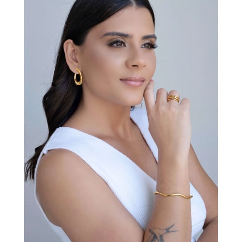Bracelete Ondulado Banhado a Ouro 18K
