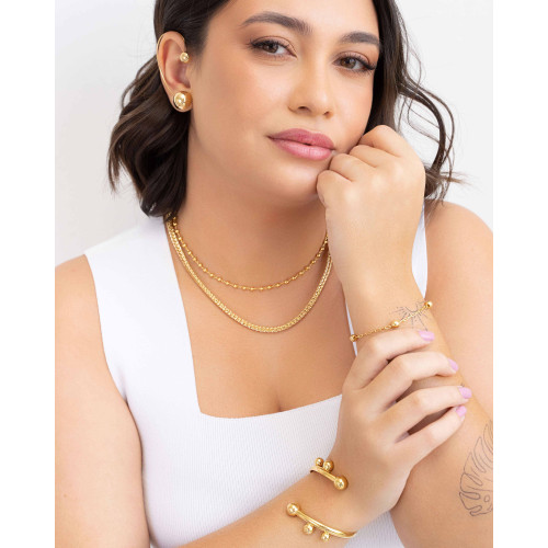 Pulseira Elos com Esferas Banhado a Ouro 18K