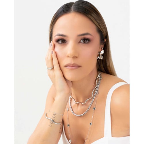 Pulseira Elos com Esferas Ródio Branco