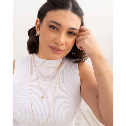 Gargantilha Longa Bolinhas 1.5 mm Banhado a Ouro 18K