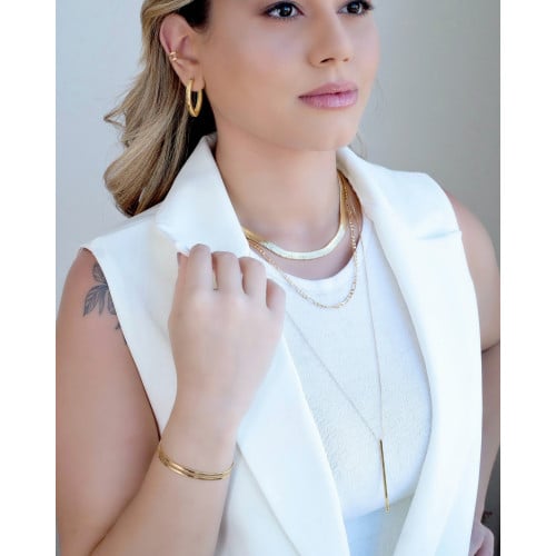 Gargantilha Longa Palito Banhado a Ouro 18K