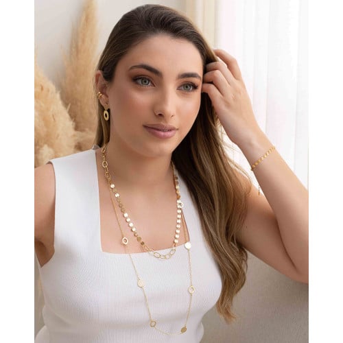 Pulseira Plaquinhas Flat Banhado a Ouro 18K