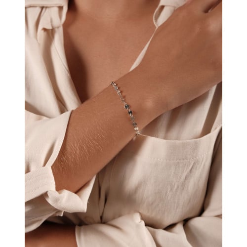 Pulseira Plaquinhas Flat Ródio Branco