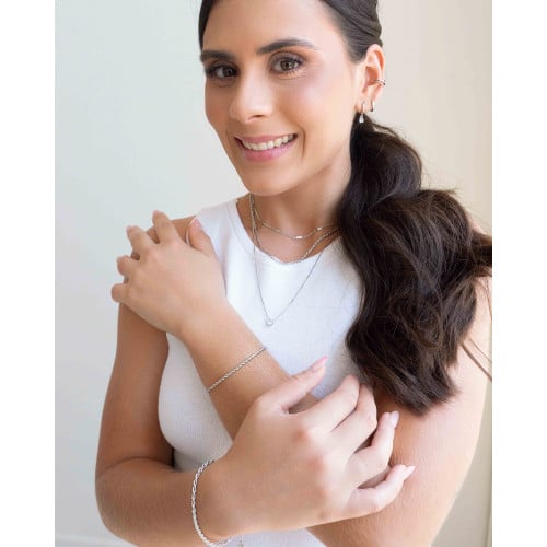 Pulseira Cordão Baiano 3 mm Ródio Branco