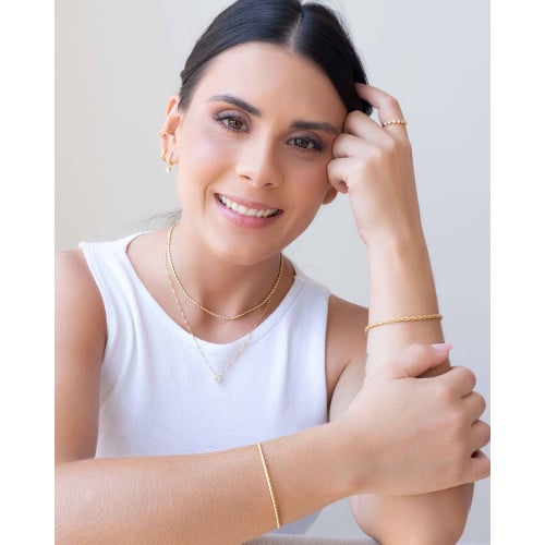 Gargantilha Veneziana Ponto de Luz Cristal Banhado a Ouro 18K