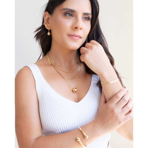 Pulseira Malha Fita Banhado a Ouro 18K