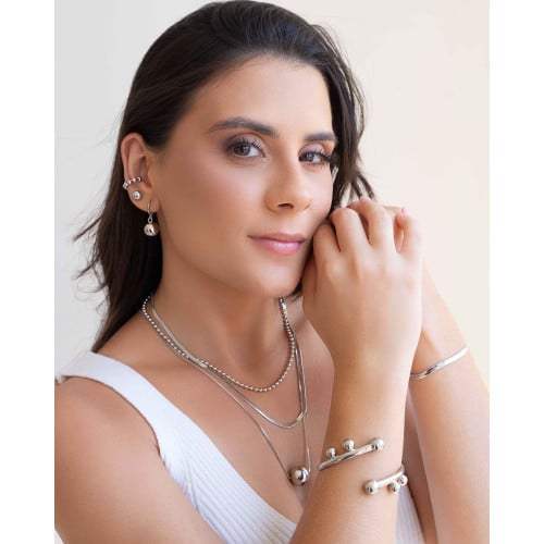 Pulseira Malha Fita Ródio Branco
