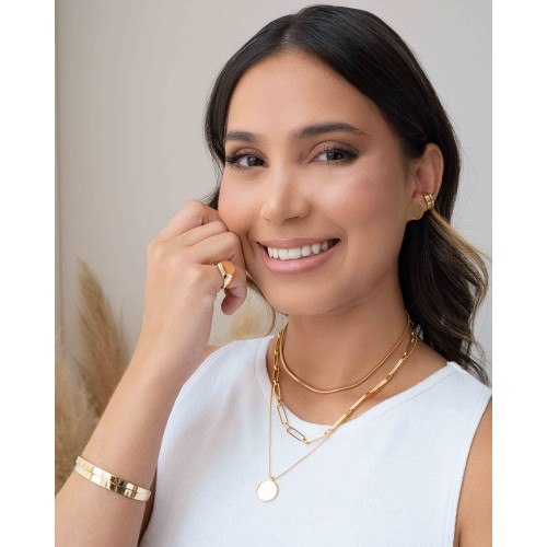Gargantilha Veneziana com Pingente Redondo Liso Banhado a Ouro 18K - 45 cm