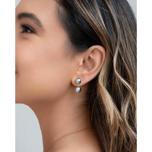 Ear Jacket Bola Lisa 9 mm Ródio Branco