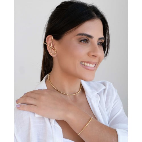 Ear Cuff em X Banhado a Ouro 18K