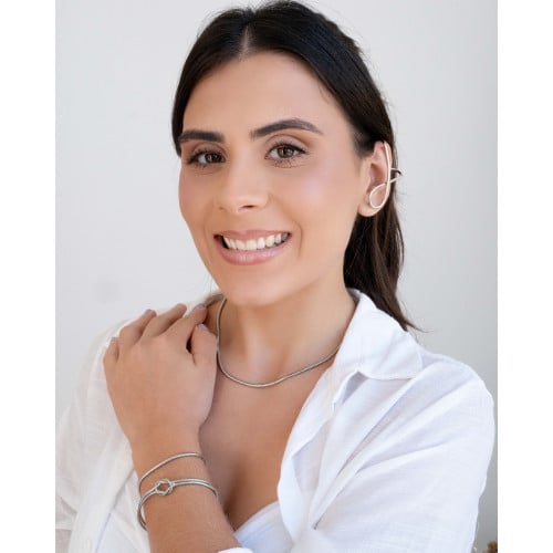 Ear Cuff em X Ródio Branco