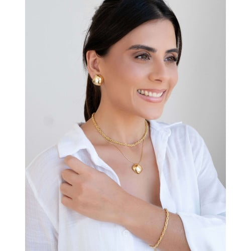 Gargantilha Veneziana Quadrado Abaulado Liso Banhado a Ouro 18K