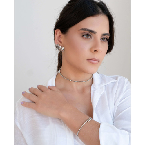 Aro Mola Espiral Ródio Branco