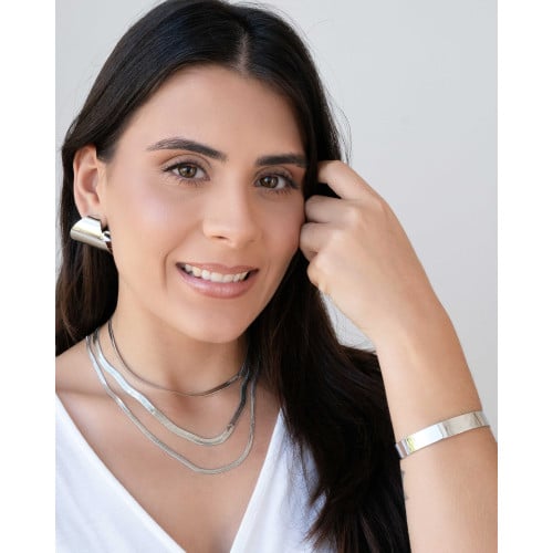 Bracelete Liso 1 cm Ródio Branco