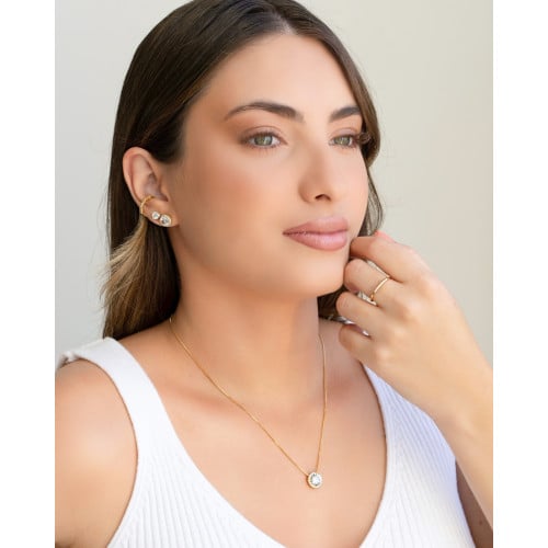 Brinco Ponto de Luz 5 mm Cristal Banhado a Ouro 18K