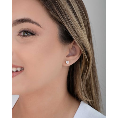 Brinco Ponto de Luz 5 mm Cristal Banhado a Ouro 18K