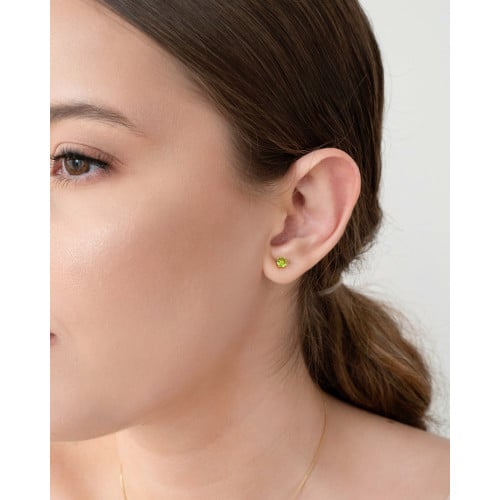 Brinco Ponto de Luz Green Light 4 mm Banhado a Ouro 18K