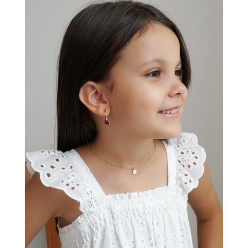Gargantilha Infantil Elos Coração Liso Banhado a Ouro 18K