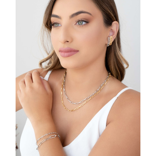 Gargantilha Elos Ovais Ródio Branco