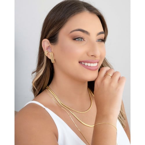 Pulseira Bolinhas Achatadas Banhado a Ouro 18K