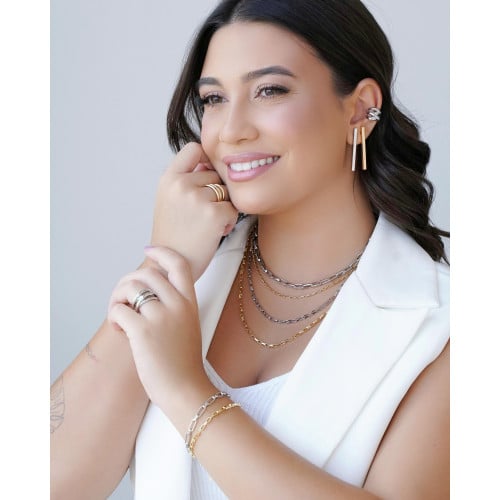 Choker Elos Ovais Lisos Ródio Branco