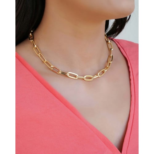 Gargantilha Elos Ovais 8 mm Banhado a Ouro 18K - 45 cm