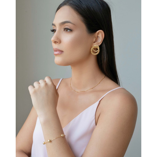 Brinco Redondo Malha Cobra Entrelaçado Banhado a Ouro 18K