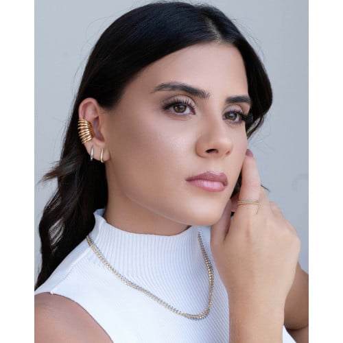 Brinco Argola Click Gota Lisa 1.4 cm Banhado a Ouro 18K